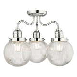 TAM5350-IP44 3 Light Bathroom Semi Flush Polished Chrome Ribbed Glass Ip44