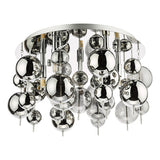 5 Light Flush Polished Chrome Smoked Glass