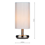 Touch Table Lamp Satin Chrome With Shade