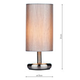 Touch Table Lamp Satin Chrome With Shade
