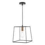 1 Light Single Pendant Matt Black Copper