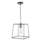 1 Light Single Pendant Matt Black Polished Chrome