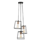 3 Light Cluster Pendant Black & Copper