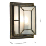 Outdoor Wall Light Black/Gold Frosted Glass Ip44
