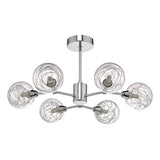6Lt Semi Flush Polished Chrome & Glass