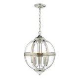 VAN0338 3 Light Pendant Polished Nickel & Glass