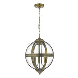 3 Light Pendant Antique Brass And Clear