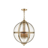 5 Light Lantern Antique Brass Glass