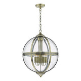 VAN0575 5 Light Lantern Antique Brass Glass