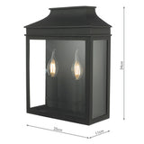 2 Light Coach Lantern Outdoor Wall Light Matt Black Ip44