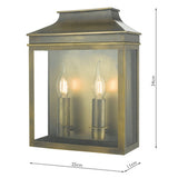 2 Light Coach Lantern Outdoor Wall Light Weathered Brass Ip44