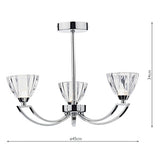 3 Light Semi Flush Polished Chrome