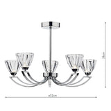 5 Light Semi Flush Polished Chrome