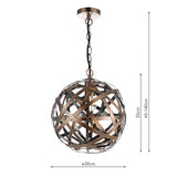 1 Light Pendant Antique Copper Ball
