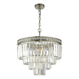 VYA0438 4 Light 4 Tier Pendant Brushed Nickel And Crystal Droppers