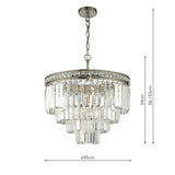 4 Light 4 Tier Pendant Brushed Nickel And Crystal Droppers