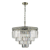 4 Light Pendant Antique Brass Crystal
