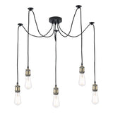 WAC0575 5 Light Pendant Antique Brass Matt Black