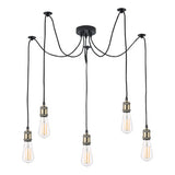 5 Light Pendant Antique Brass Matt Black