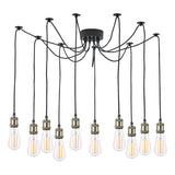 10 Light Pendant Antique Brass Matt Black