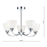 5 Light Semi Flush Polished Chrome