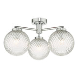 WAY5350 Bathroom 3 Light Semi Flush Polished Chrome Glass Ip44