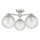Bathroom 3 Light Semi Flush Polished Chrome Glass Ip44