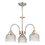 WHA0346 3 Light Pendant Satin Chrome & Copper Textured Glass