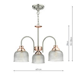 3 Light Pendant Satin Chrome & Copper Textured Glass