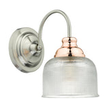 WHA0746 Wall Light Satin Chrome, Copper & Glass