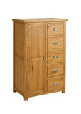 WOB1D5DROAK 1 Door 5 Drawer Wardrobe Oak