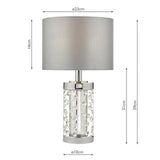 Small Table Lamp Polished Chrome & Glass With Shade