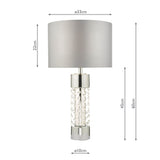 Large Table Lamp Polished Chrome & Glass With Shade
