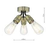 3 Light Flush Antique Brass