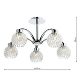 5 Light Semi Flush Polished Chrome