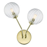 YIS0935 2 Light Wall Light Polished Gold Ribbed Glass