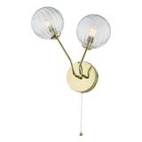 2 Light Wall Light Polished Gold Ribbed Glass