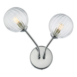 YIS0950 2 Light Wall Light Polished Chrome Ribbed Glass
