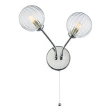 2 Light Wall Light Polished Chrome Ribbed Glass