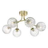YIS6435 6Lt Semi Flush Gold & Glass