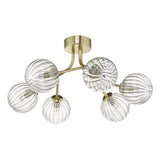 6Lt Semi Flush Gold & Glass