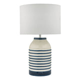 Table Lamp White & Blue With Shade