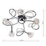 5 Light Flush Polished Chrome Glass