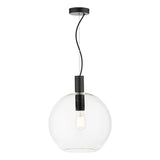1 Light Single Pendant Black Clear Glass