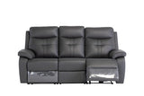 Sop03Charcoal Leather Electric 3 Seater Recliner - Charcoal